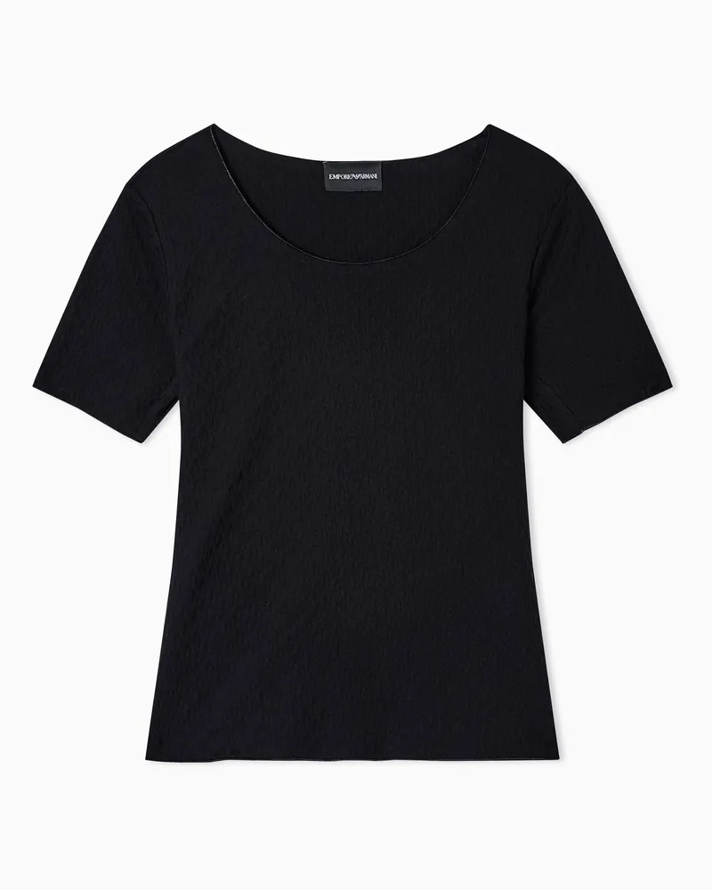 Emporio Armani Pullover aus Jersey in Jacquard-Stoff-Verarbeitung mit Reliefmuster Schwarz