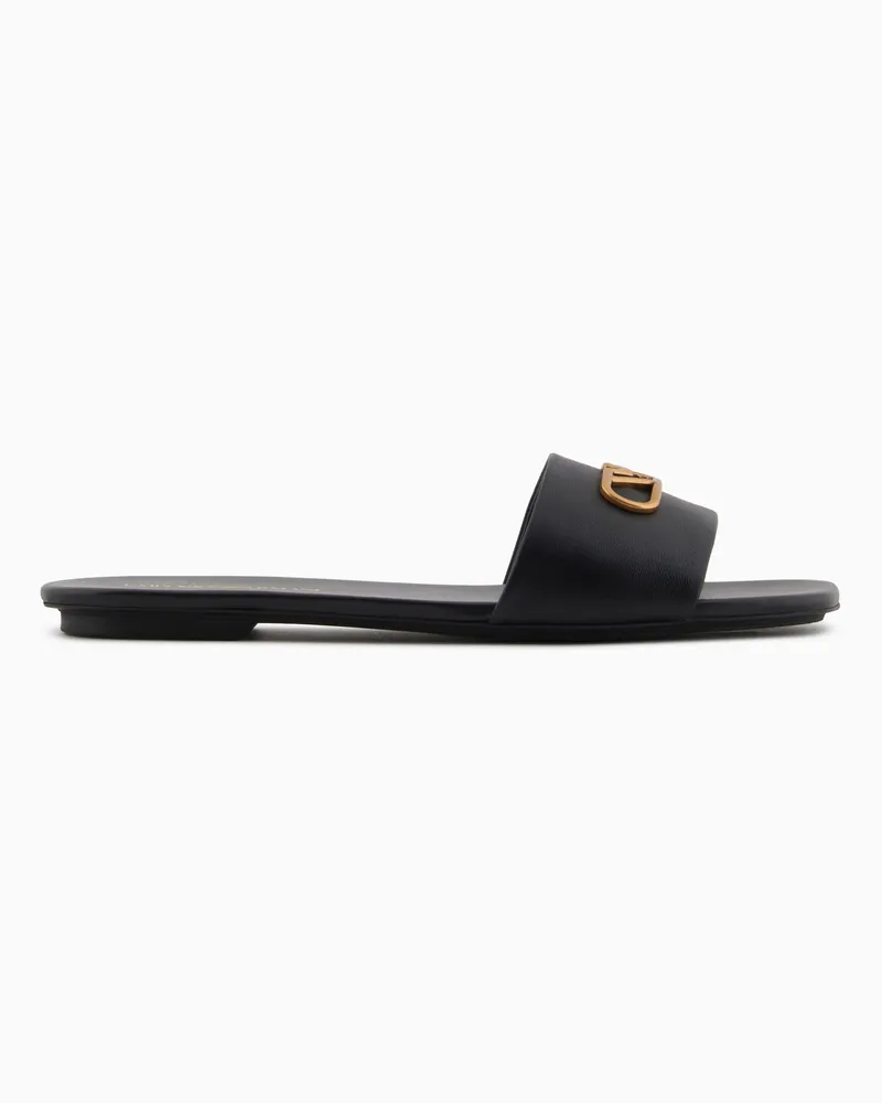 Emporio Armani Sandalen aus Nappa mit Adler-Plakette Schwarz