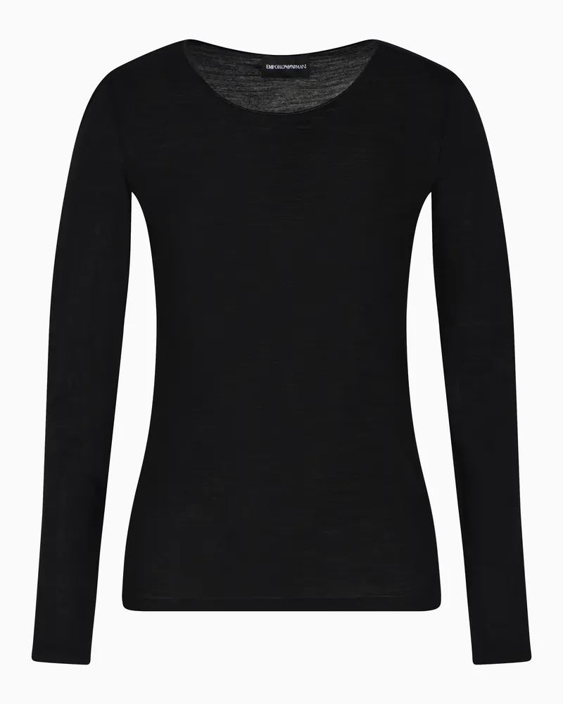 Emporio Armani Rollkragenpullover aus leichtem Jersey aus einer Woll-Seiden-Mischung Schwarz