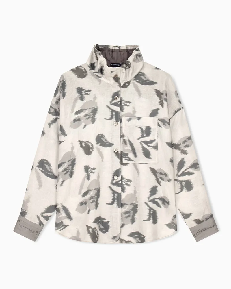 Emporio Armani Regular Fit Hemd aus Leinen mit floralem Chiné-Muster Gemustert