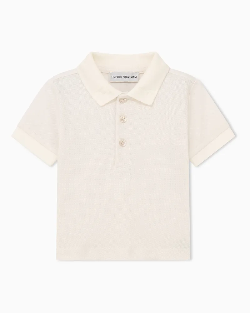 Emporio Armani Regular Fit Poloshirt aus Baumwollpiqué mit Knopfleiste Beige