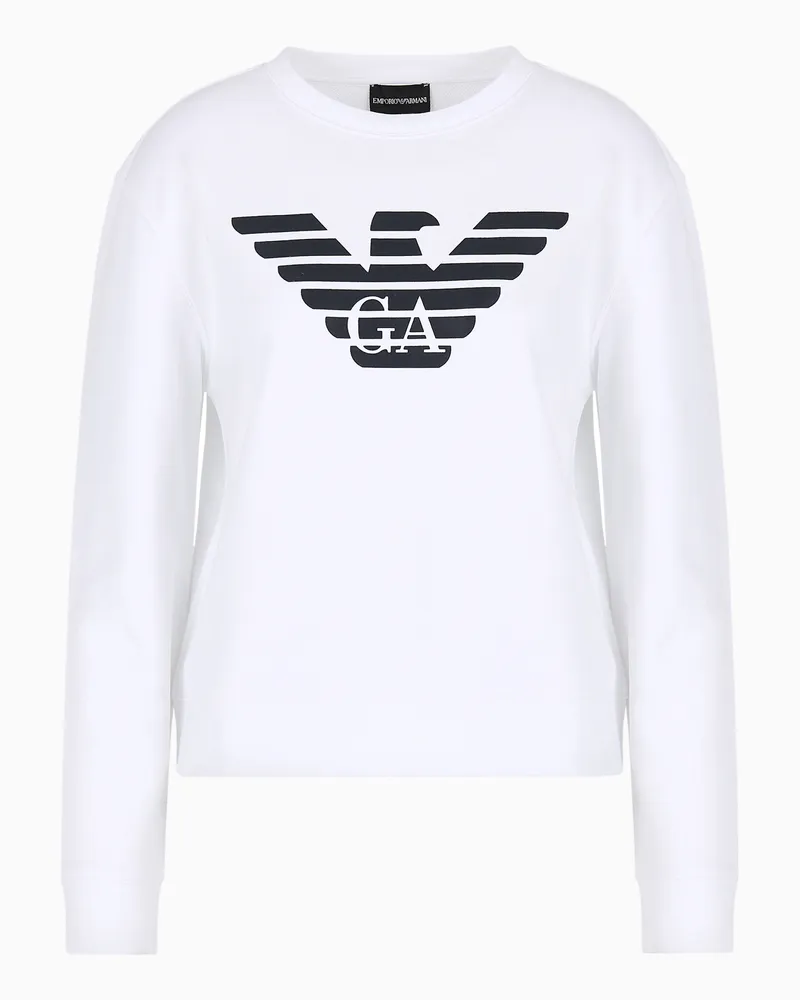 Emporio Armani Sweatshirt aus Bio-Jersey mit ASV Logo Weiß