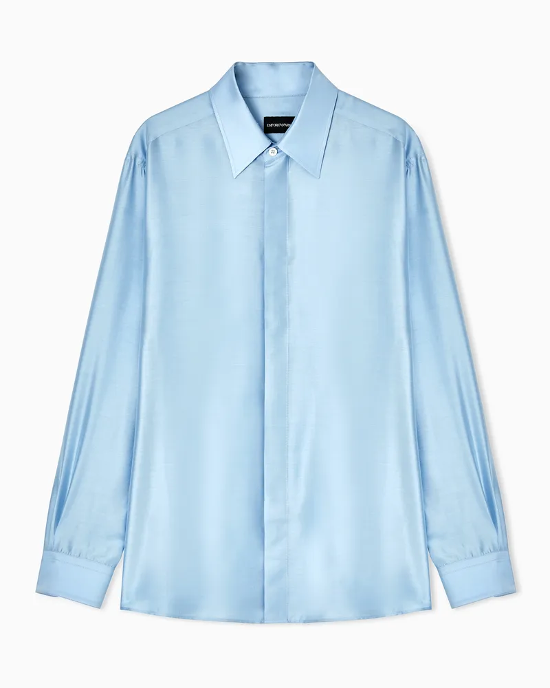 Emporio Armani Hemd aus Seidenmischung Limited Edition Hellblau