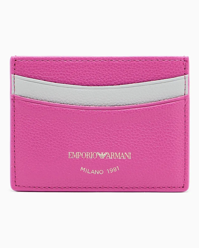 Emporio Armani Kartenetui aus getrommeltem Leder Pink