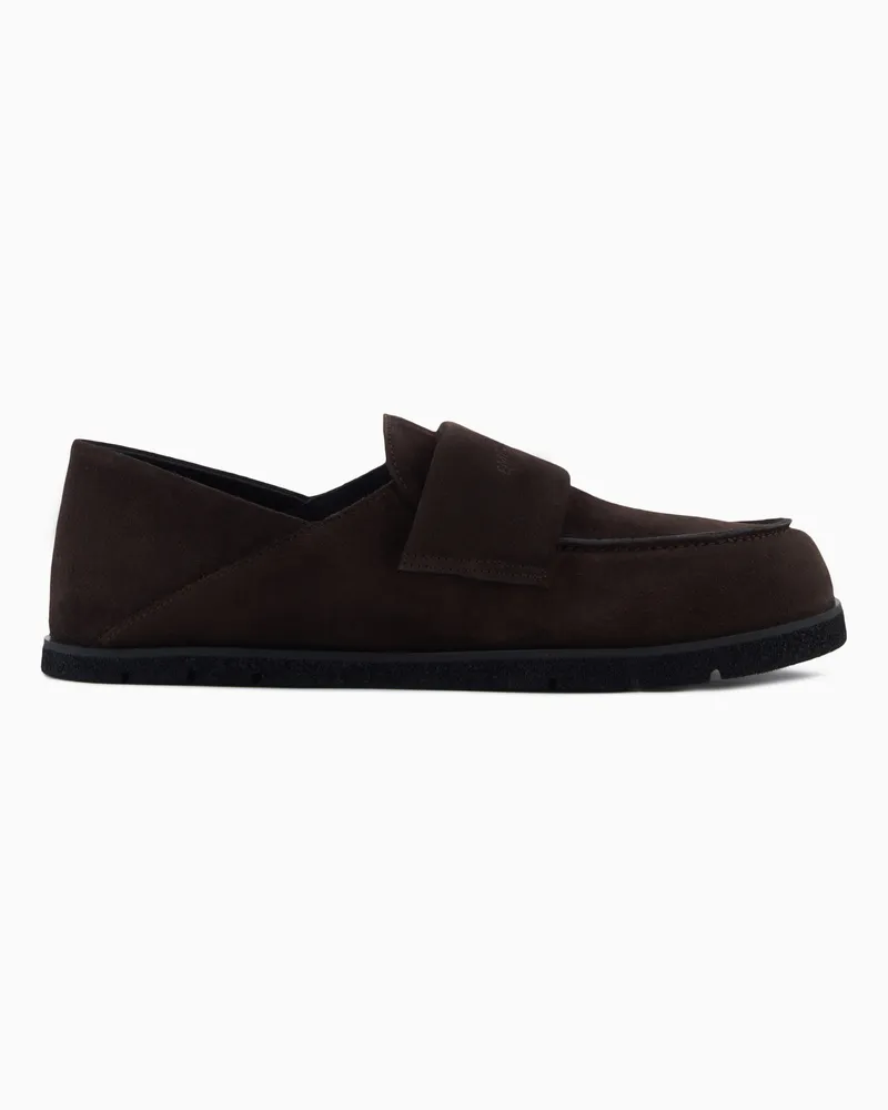 Emporio Armani Mokassins aus Veloursleder Braun