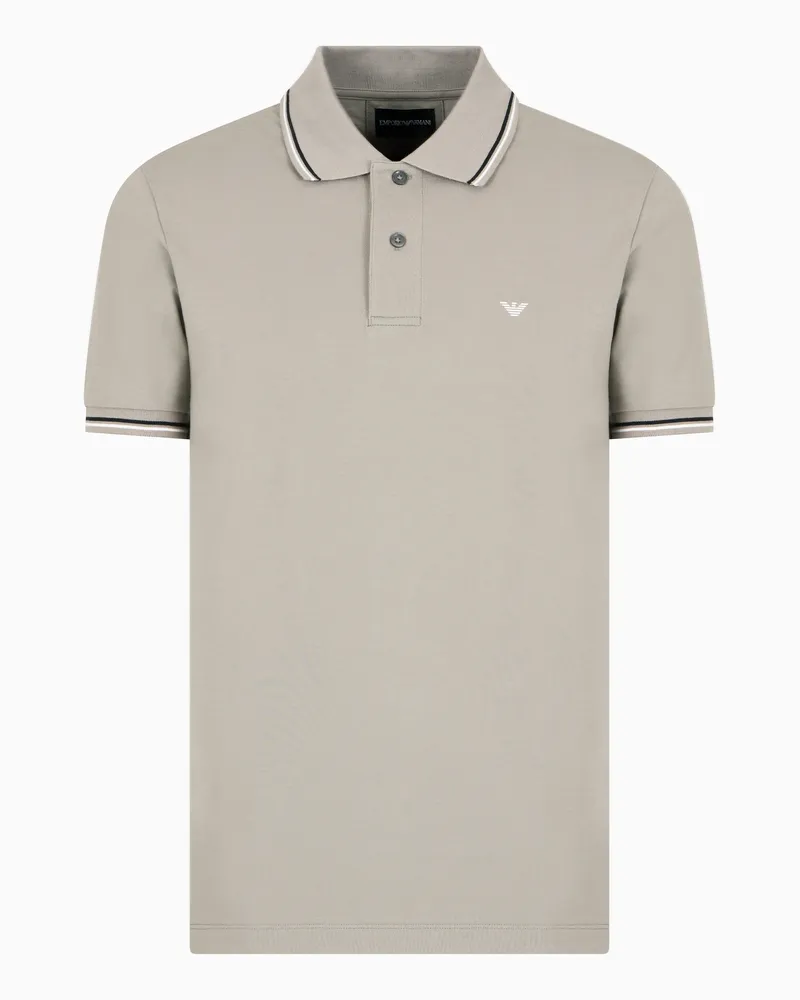 Emporio Armani Poloshirt Slim Fit aus Pikee mit Stretchanteil und Mikro-Adler Beige