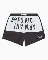 Emporio Armani Asv Badeshorts aus Recyceltem Gewebe mit Markantem Logoband Schwarz