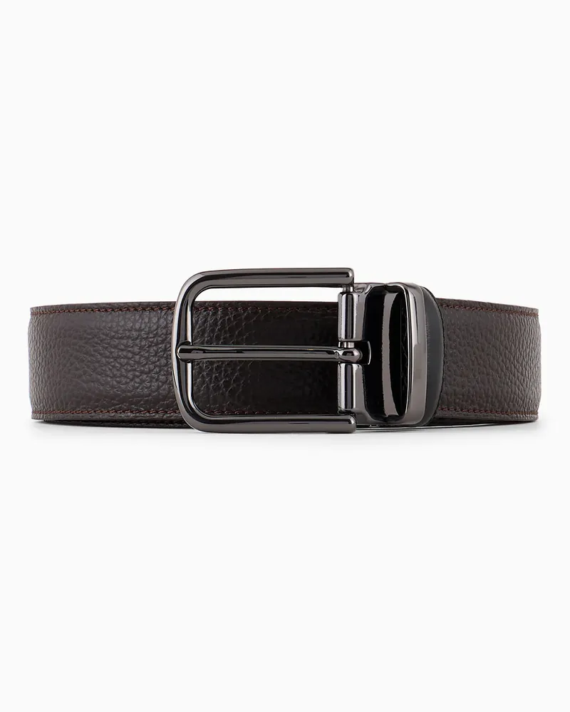 Emporio Armani Wendegürtel aus genarbtem Leder Braun