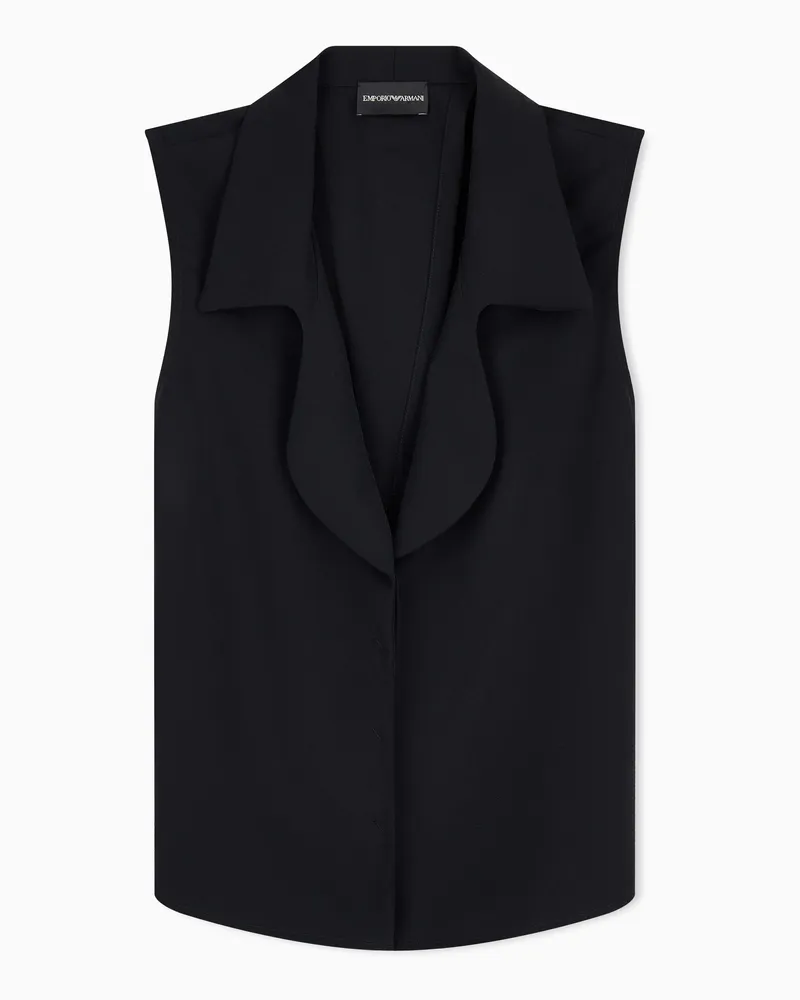 Emporio Armani Weste aus fließendem Crêpe mit Revers Schwarz