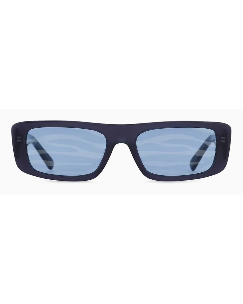 Emporio Armani Unisex-sonnenbrille mit Rechteckiger Fassung Blau