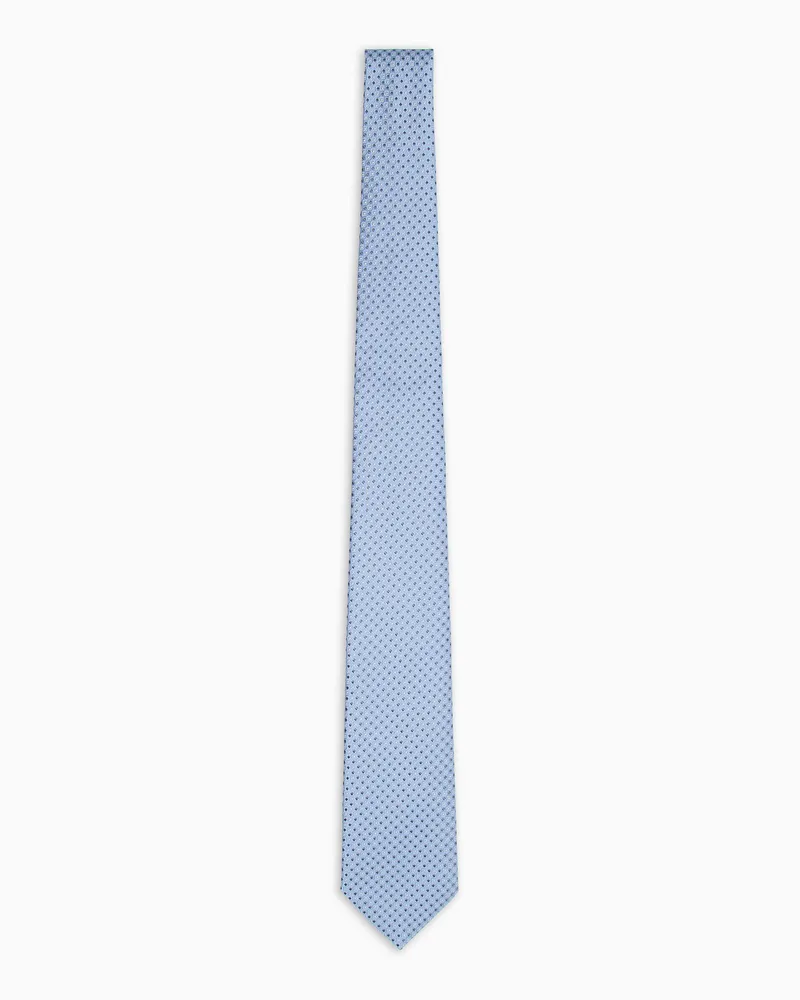 Emporio Armani Krawatte aus reiner Seide mit optischem Mikro-Muster in Jacquard-Stoff-Verarbeitung Hellblau
