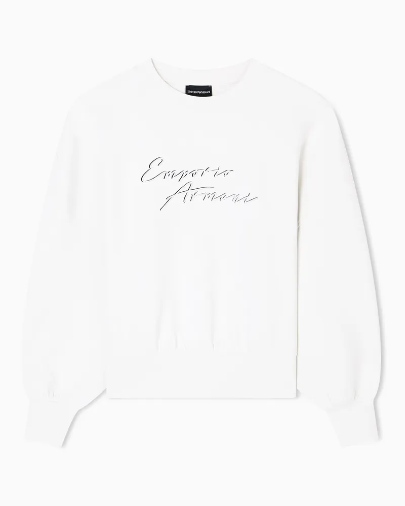 Emporio Armani ASV Sweatshirt mit Rundhalsausschnitt, gefertigt aus doppellagigem Jersey mit Logo-Stickerei Beige