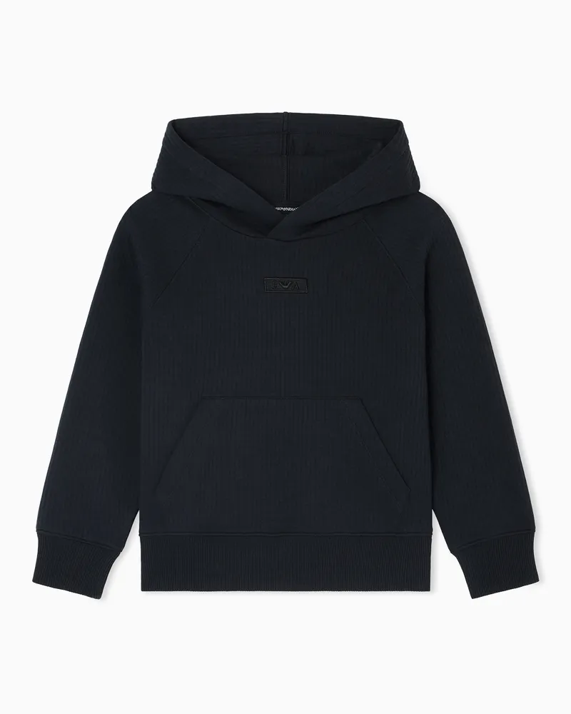 Emporio Armani Sweatshirt mit Kapuze aus Matelassé-Jersey Marineblau