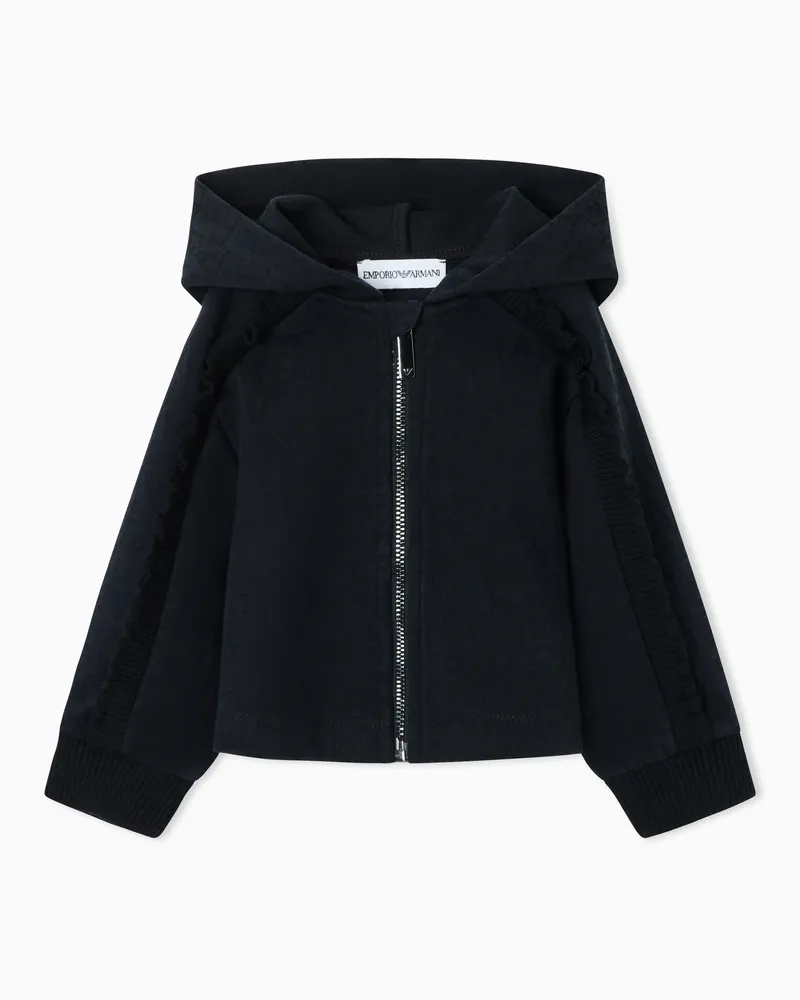 Emporio Armani Kapuzenjacke aus Jacquard-Jersey mit Rüschen an den Ärmeln Marineblau