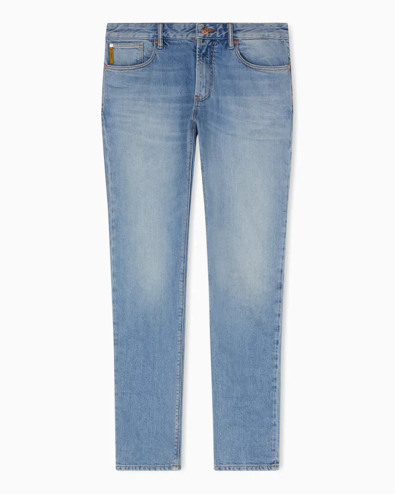 Emporio Armani Five-pocket trousers in stretch cotton Blau