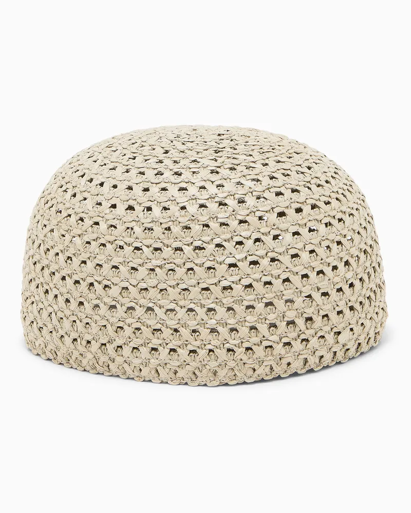 Emporio Armani Mütze aus geflochtenem Papier Beige
