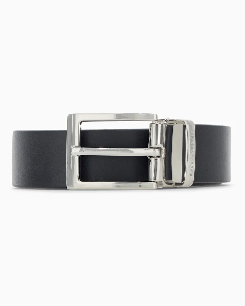 Emporio Armani Gürtel aus Glattleder mit glänzender Dornschnalle Schwarz