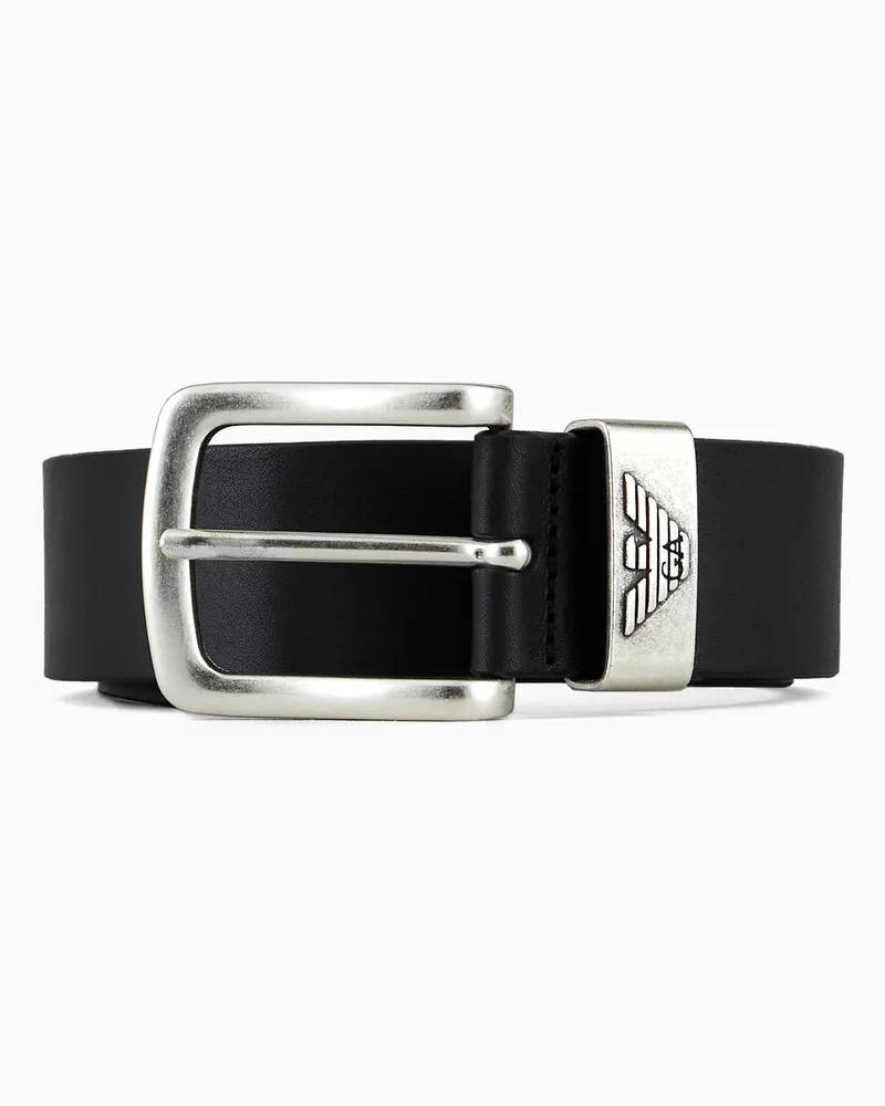 Emporio Armani Gürtel aus Leder mit Logo-Schnalle Schwarz
