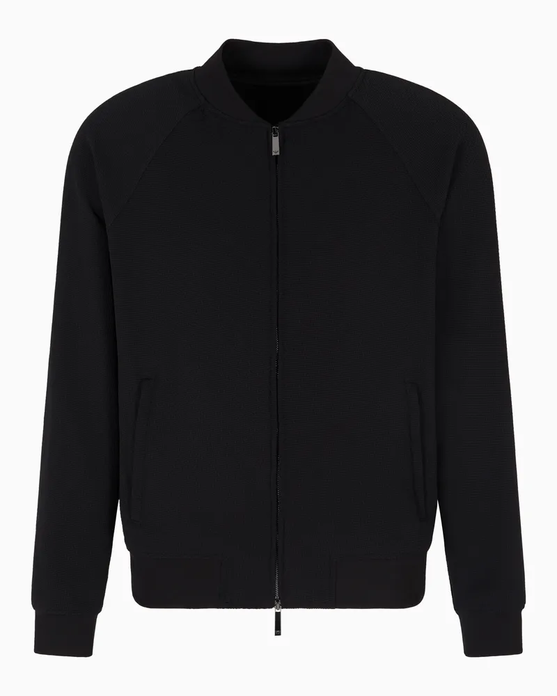 Emporio Armani Blouson aus elastischem Nylon-Jersey mit doppelter Diagonalwebung Schwarz