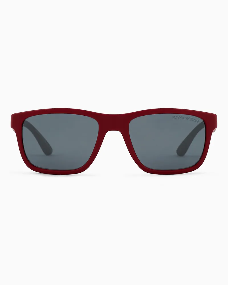 Emporio Armani Rechteckige Sonnenbrille für Kinder Rot
