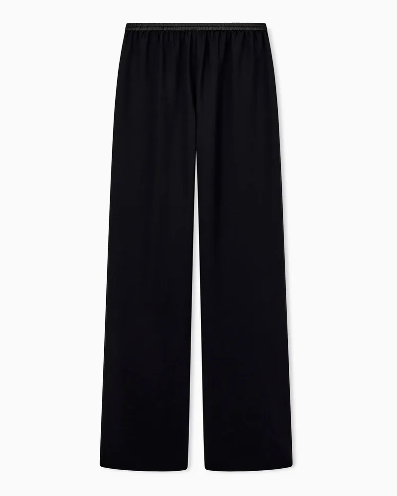 Emporio Armani Hose mit weitem Bein und elastischem Bund Schwarz