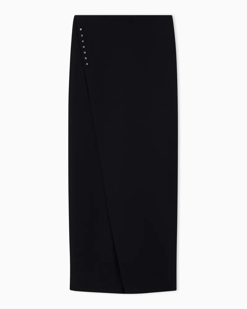 Emporio Armani Wickelrock aus Techno Cady mit Schlitz und Nieten Schwarz