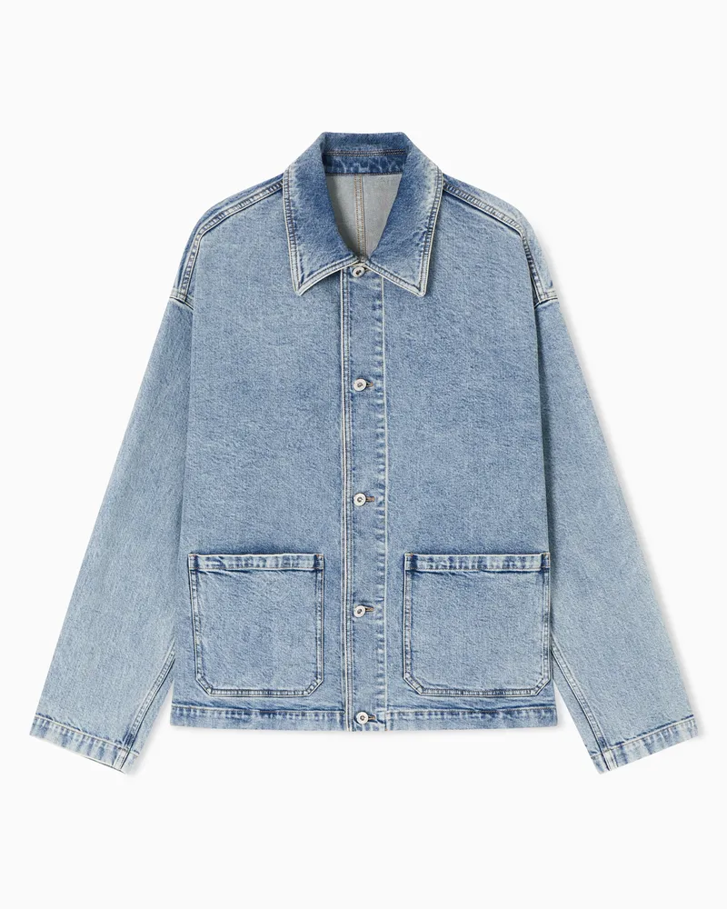 Emporio Armani Icon Jacke aus Stretch-Drill Blau