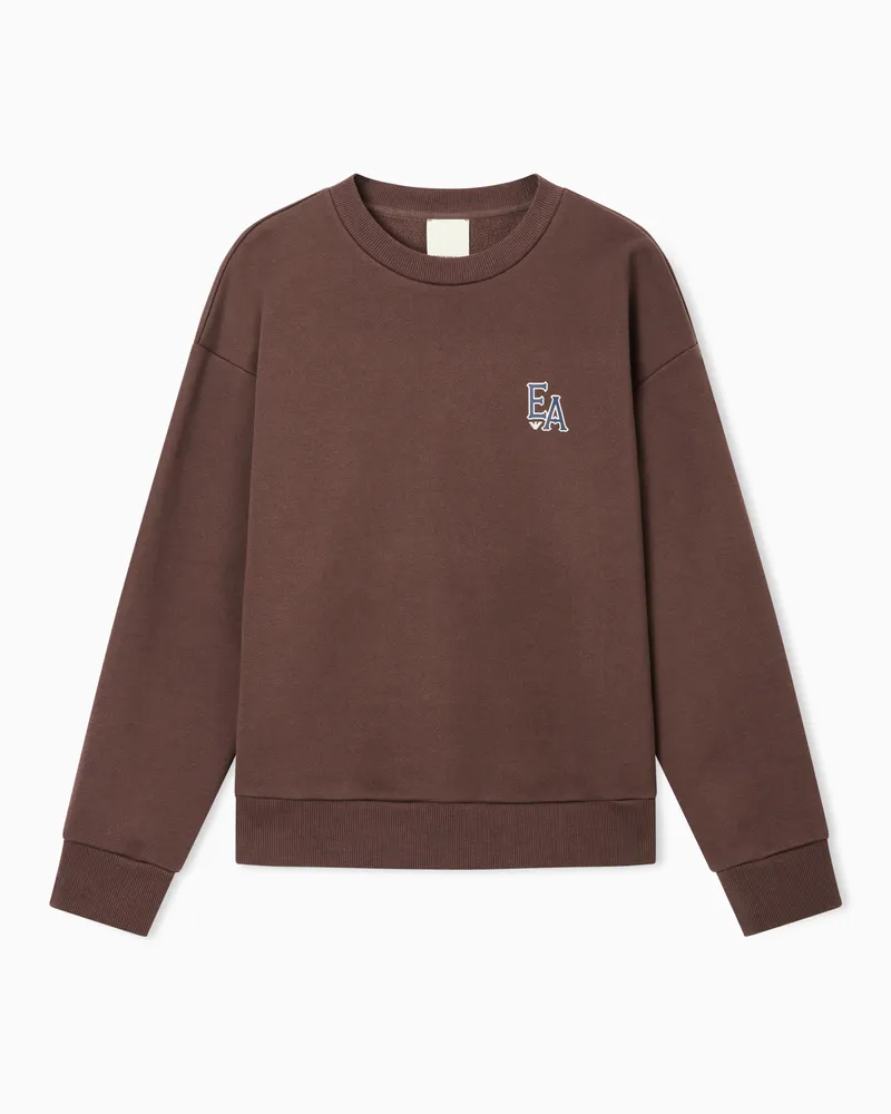 Emporio Armani Organic jersey sweatshirt with Eagle Club ASV print Braun
