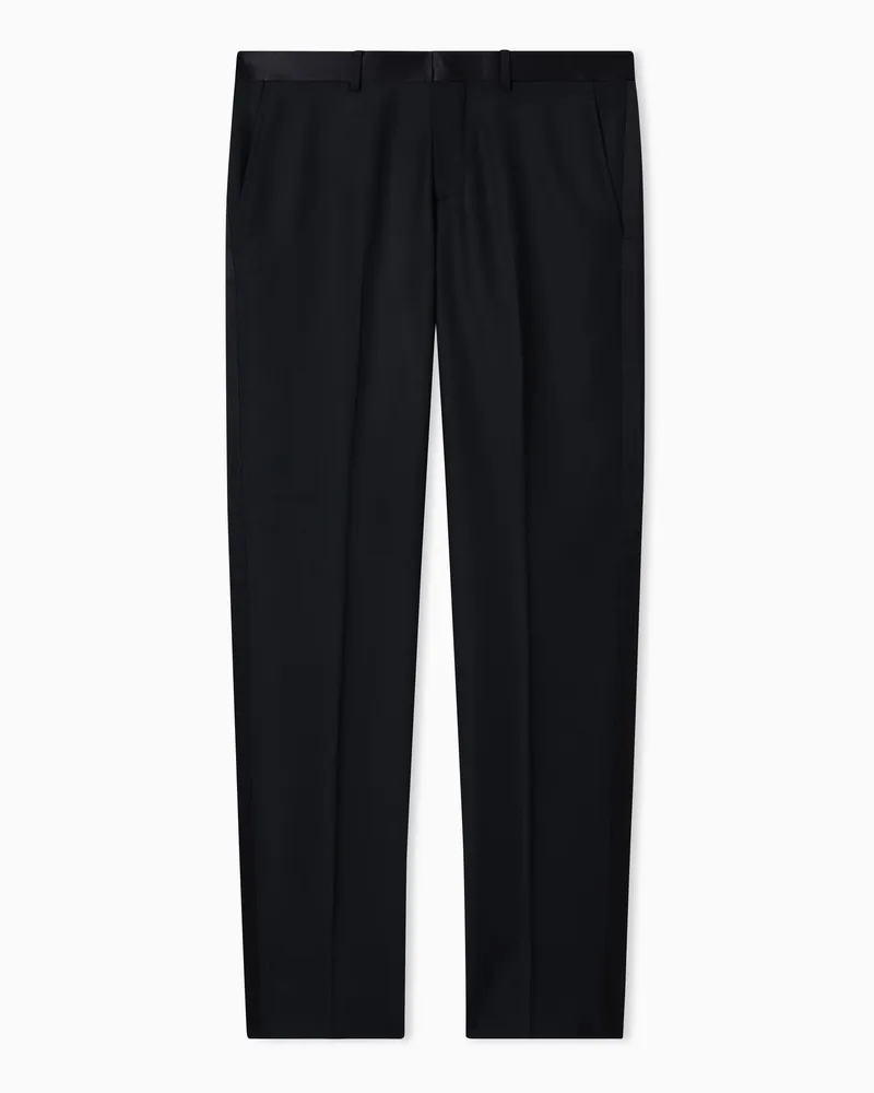 Emporio Armani Hose aus gekämmter Schurwolle Schwarz