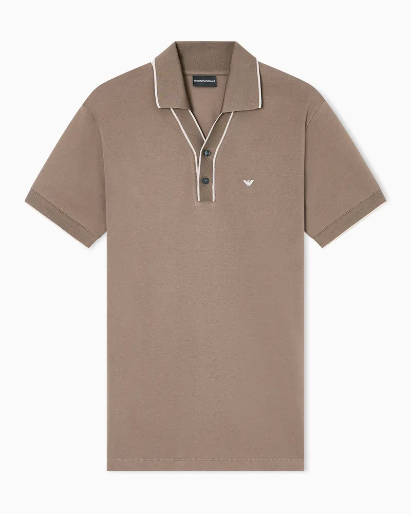 Emporio Armani Poloshirt aus Pikee mit Kontrastkanten Braun