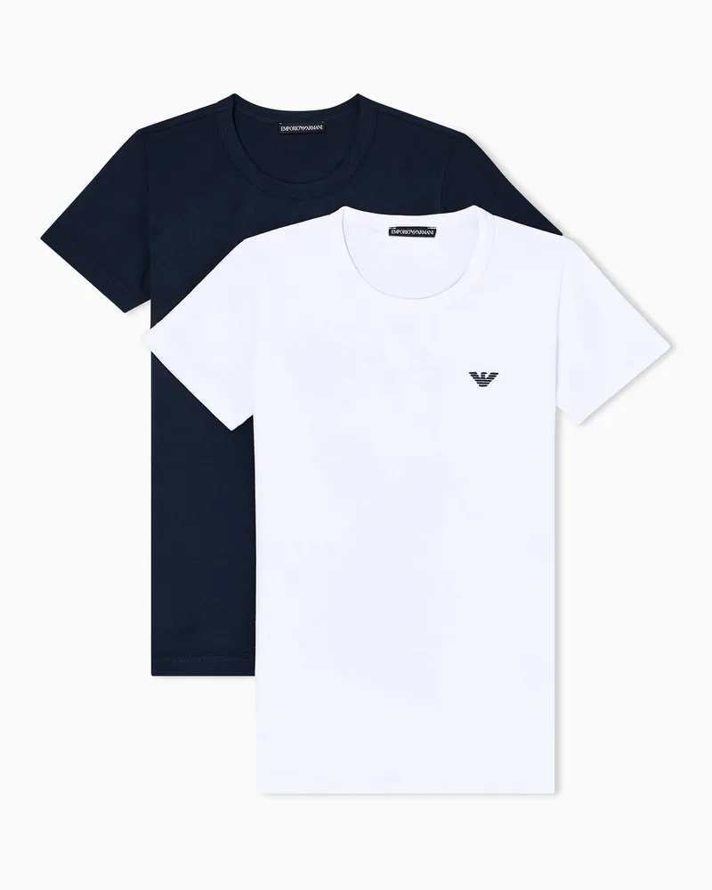 Emporio Armani 2er-Pack Loungewear-T-Shirts aus Jersey mit Logo Blau