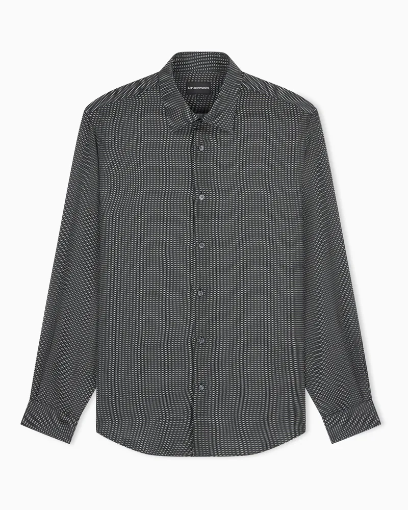 Emporio Armani Regular Fit Hemd aus Lyocell Gemustert