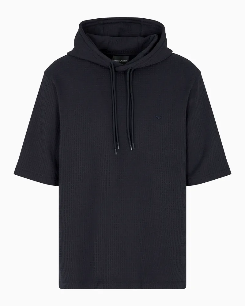 Emporio Armani ASV Jersey-Sweatshirt mit Kapuze, gefertigt aus einer Lyocell-Mischung in Jacquard-Stoff-Verarbeitung Marineblau