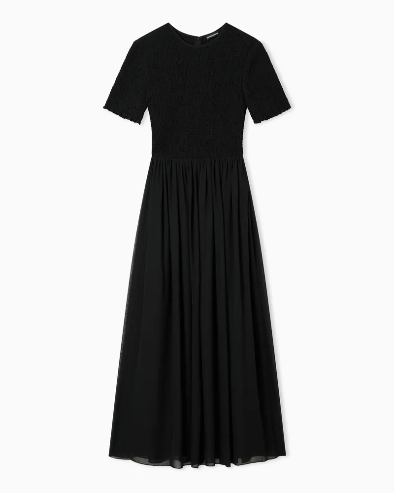 Emporio Armani Langes Kleid aus Funktions-Georgette Schwarz