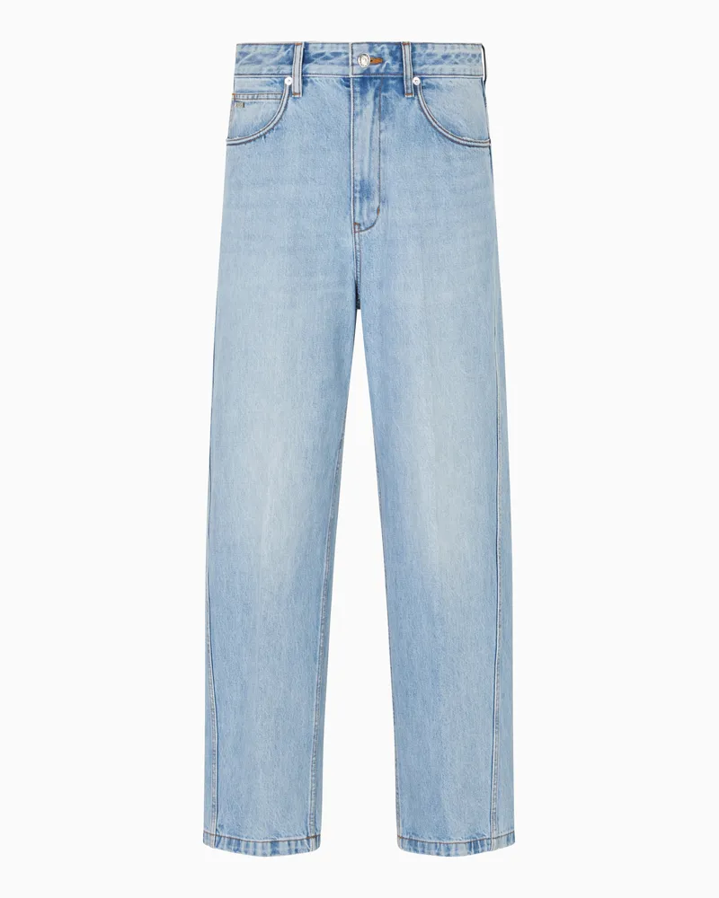 Emporio Armani Buggy-Jeans J80 in Twist Fit aus stonewashed Denim Blau