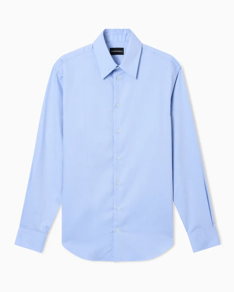 Emporio Armani Hemd aus strukturierter Baumwolle Hellblau