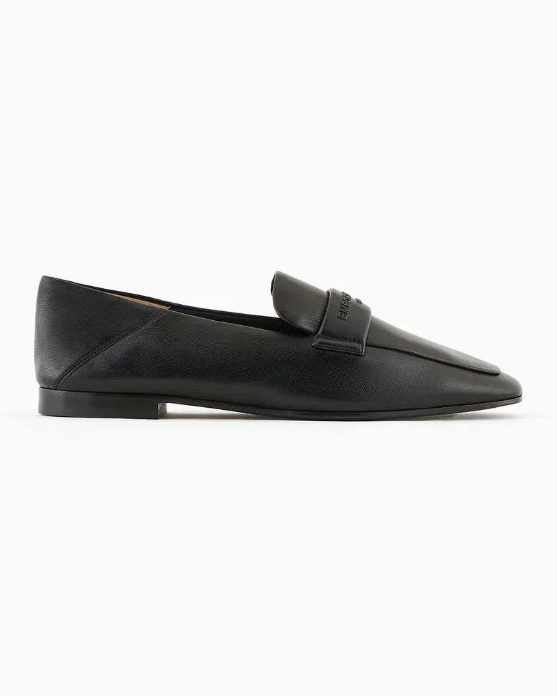 Emporio Armani Mokassins aus Nappa mit Relief-Logo Schwarz