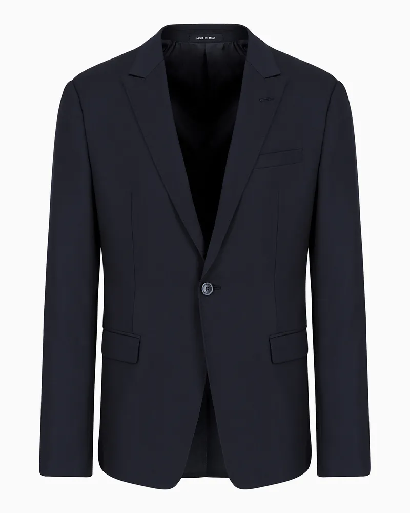 Emporio Armani Einreihiges Sakko aus Schurwolle Marineblau
