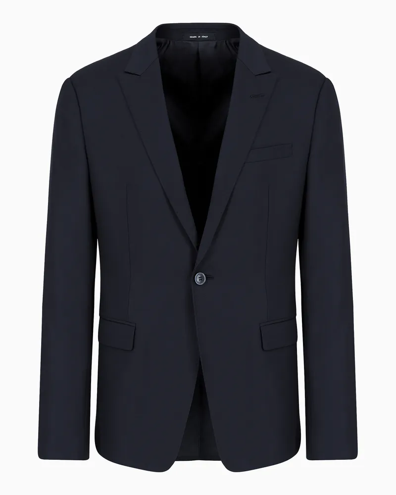 Emporio Armani Einreihiges Sakko aus Schurwolle Marineblau