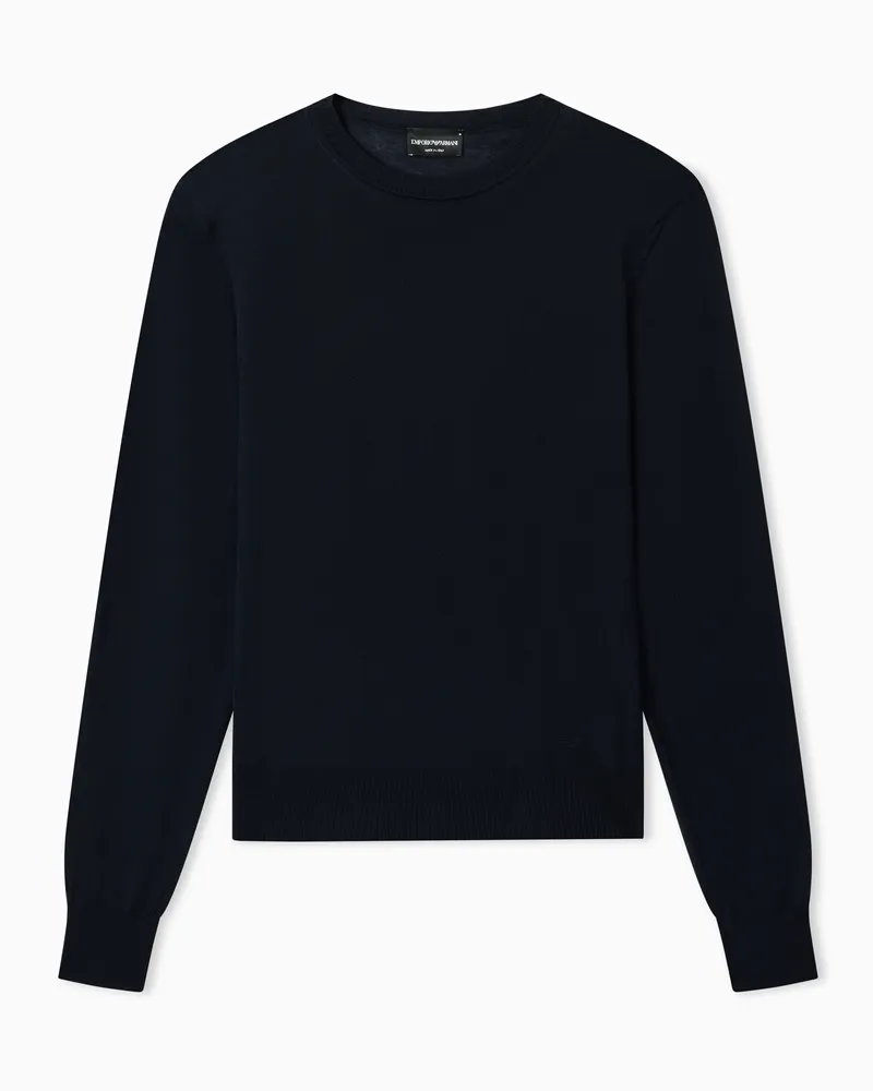 Emporio Armani Pullover aus reiner Schurwolle Marineblau
