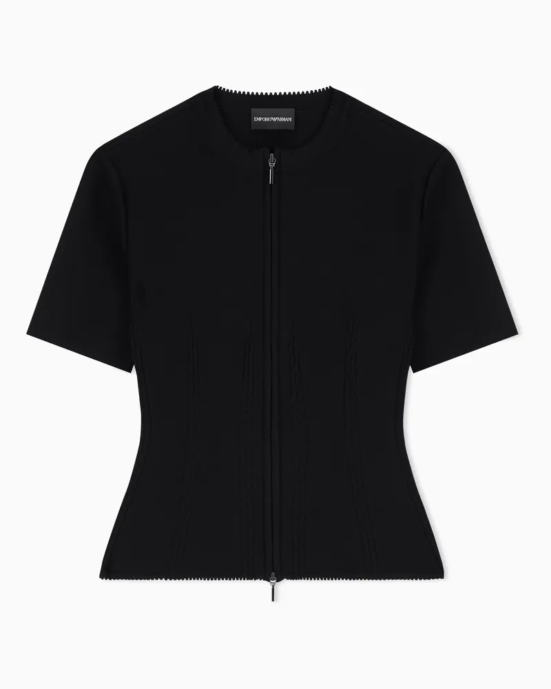Emporio Armani Jacke mit Reißverschluss aus Heavy Jersey Schwarz