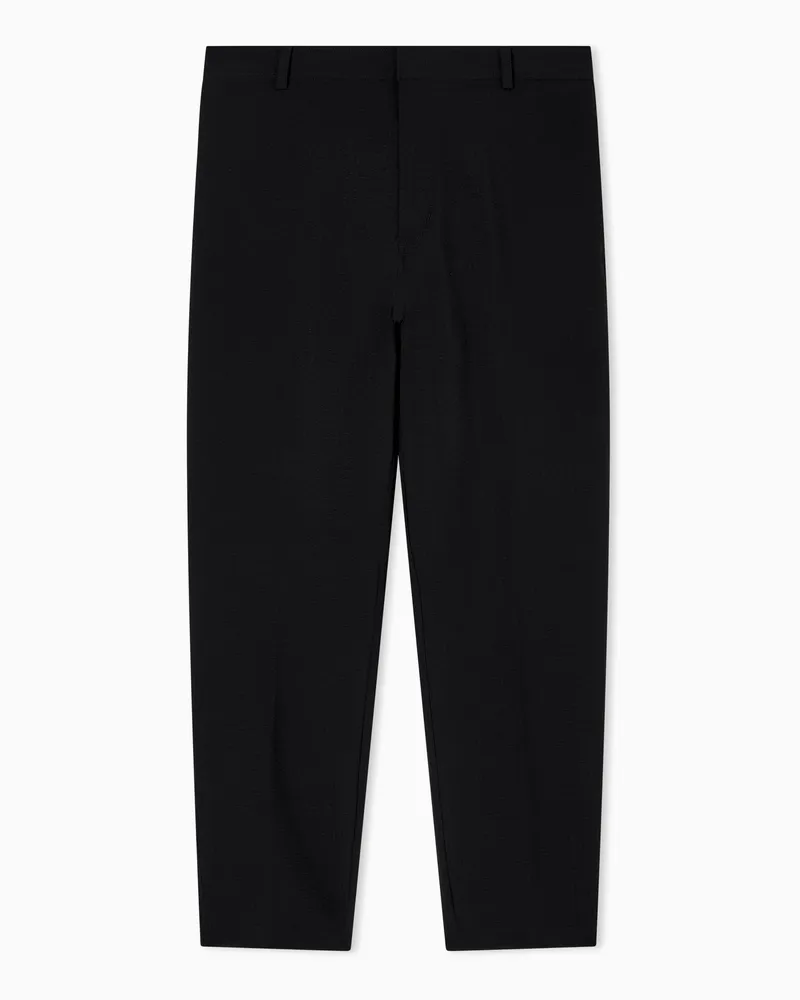 Emporio Armani Hose aus Nylon-Seersucker Schwarz