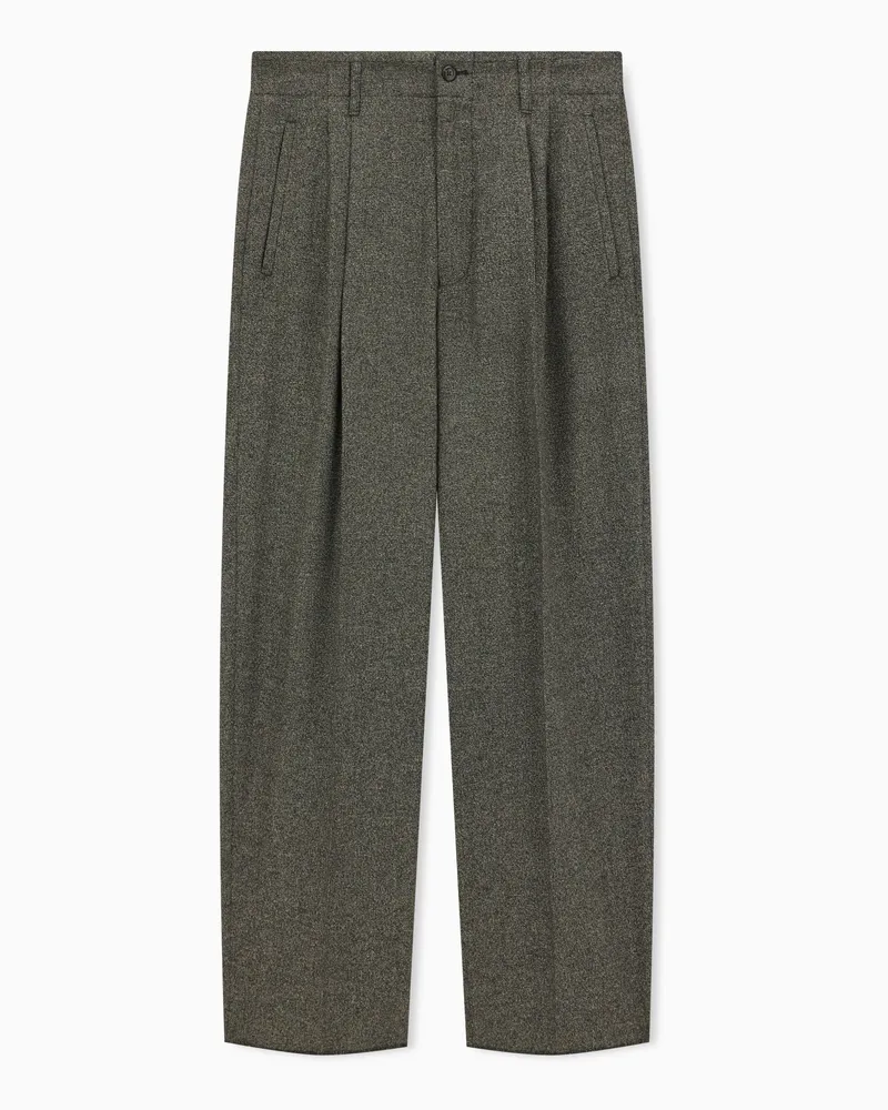 Emporio Armani Hose aus Mouliné-Wollmischung Signature Capsule Schwarz