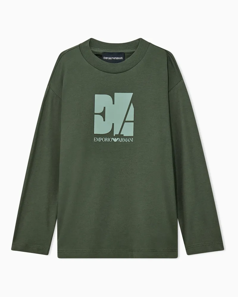 Emporio Armani Regular Fit T-Shirt aus Baumwolljersey mit Rundhals Grün