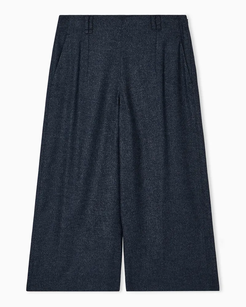 Emporio Armani Culotte-Hose aus Mouliné-Flanell Blau