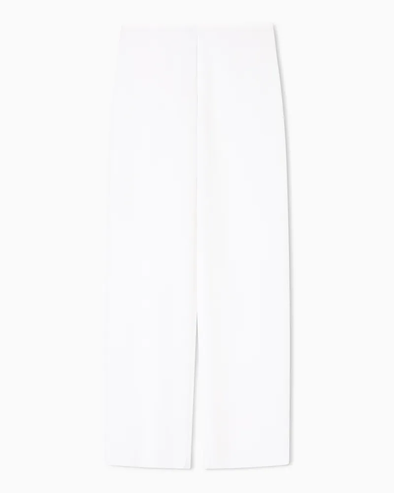 Emporio Armani ASV Palazzo-Hose aus technischem Gewebe mit Waffelmuster Weiß