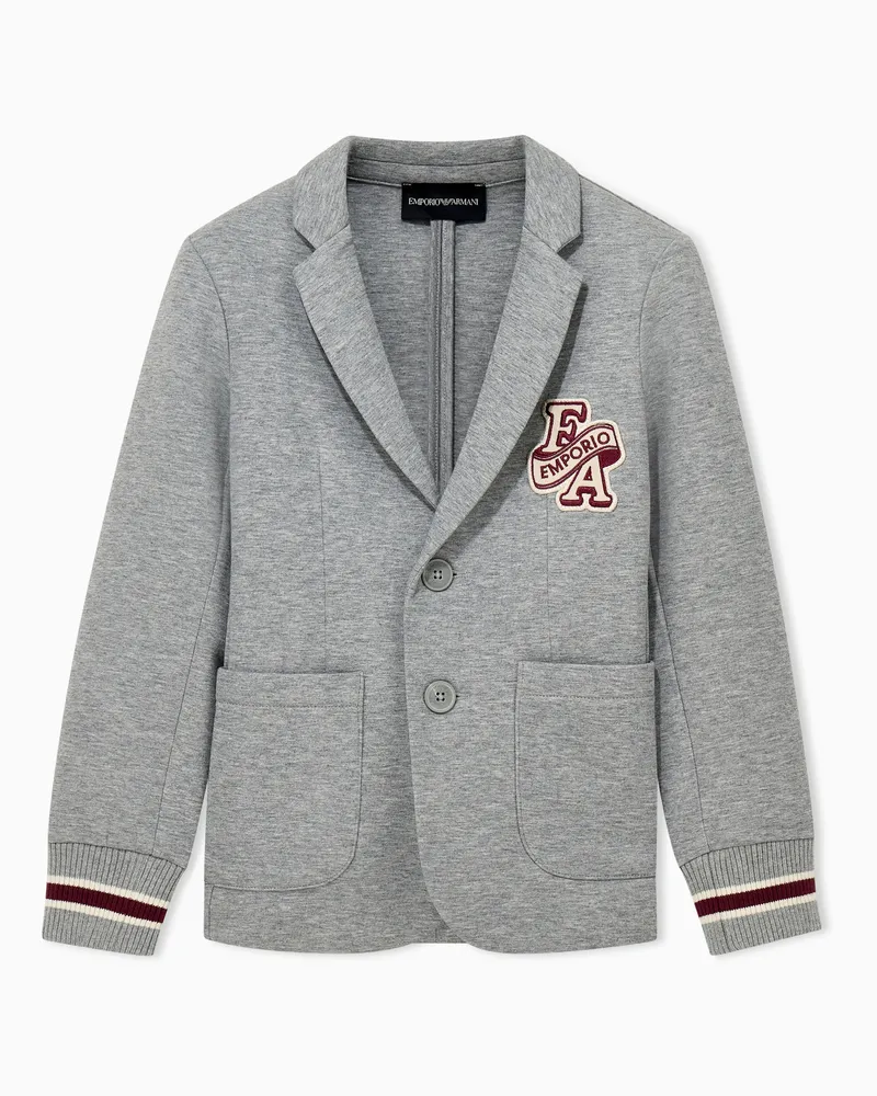 Emporio Armani Blazer aus Baumwolljersey mit Reverskragen und Rippbündchen Grau