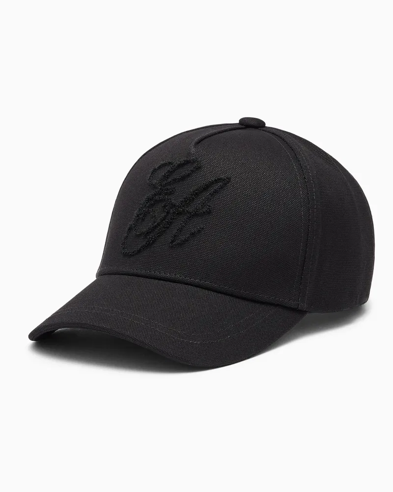 Emporio Armani Baseballkappe aus Baumwollcanvas mit gesticktem Logo Schwarz