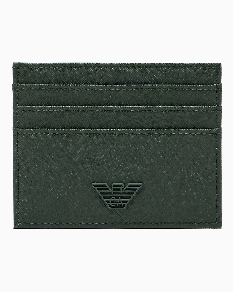 Emporio Armani ASV Kartenetui aus neu aufbereitetem Saffian-Leder Grün
