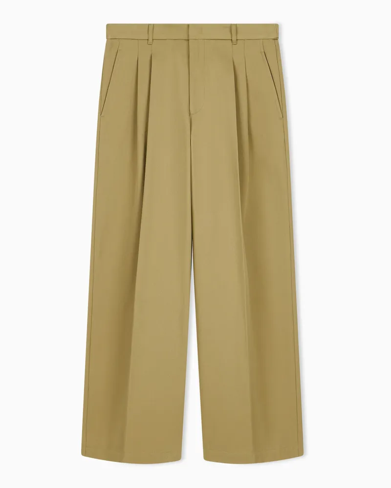 Emporio Armani Klassische Baumwollhose mit geradem Bein und Paspeltaschen Beige